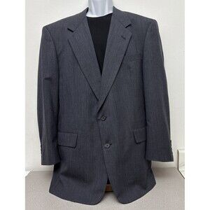 Hart Schaffner Marx Suit, Mens 43R, Charcoal Pinstripe, Pleated Pants, 40x30